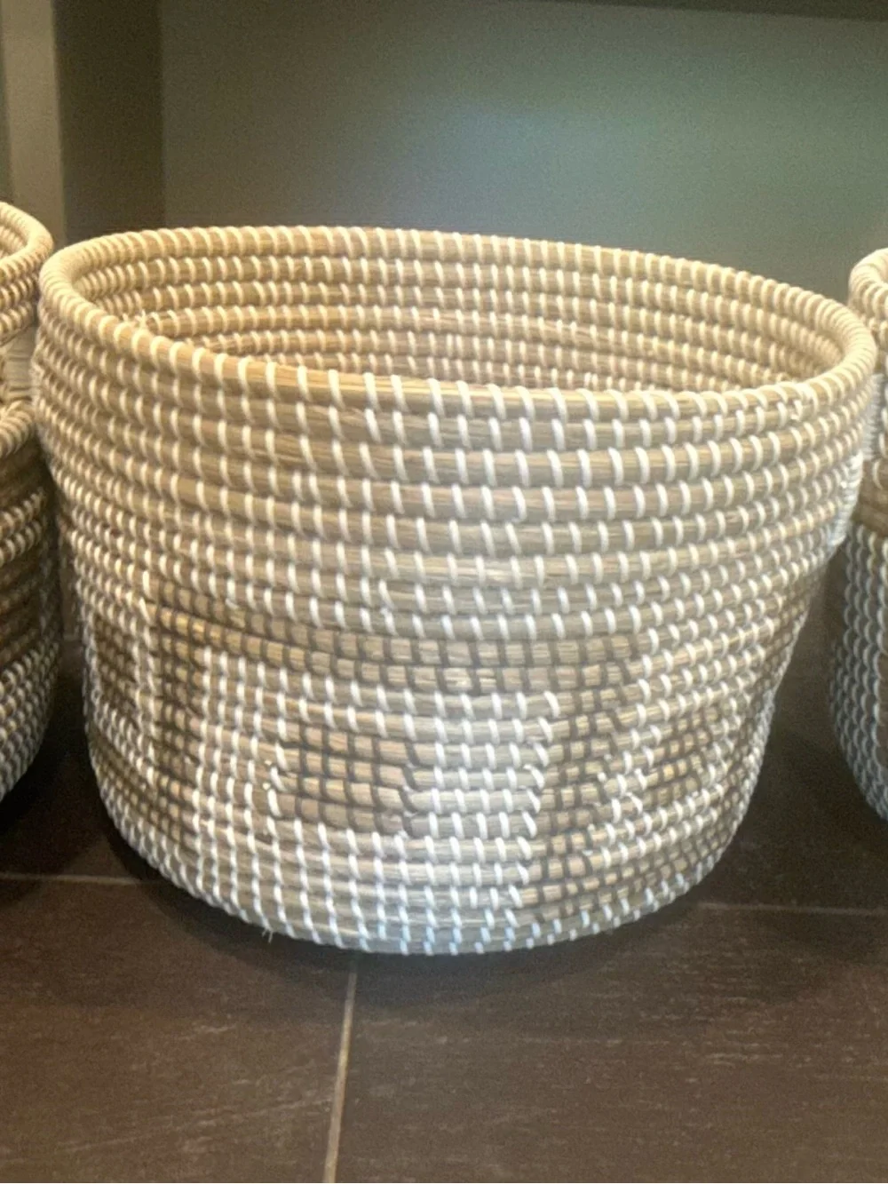 Crate&Barrel handmade Seagrass Baskets (set of 3)